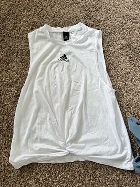 adidas White Twist-Front Athletic Tank